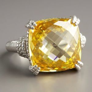 This is a really thick stoned canary yellow gem sterling silver ring size 7